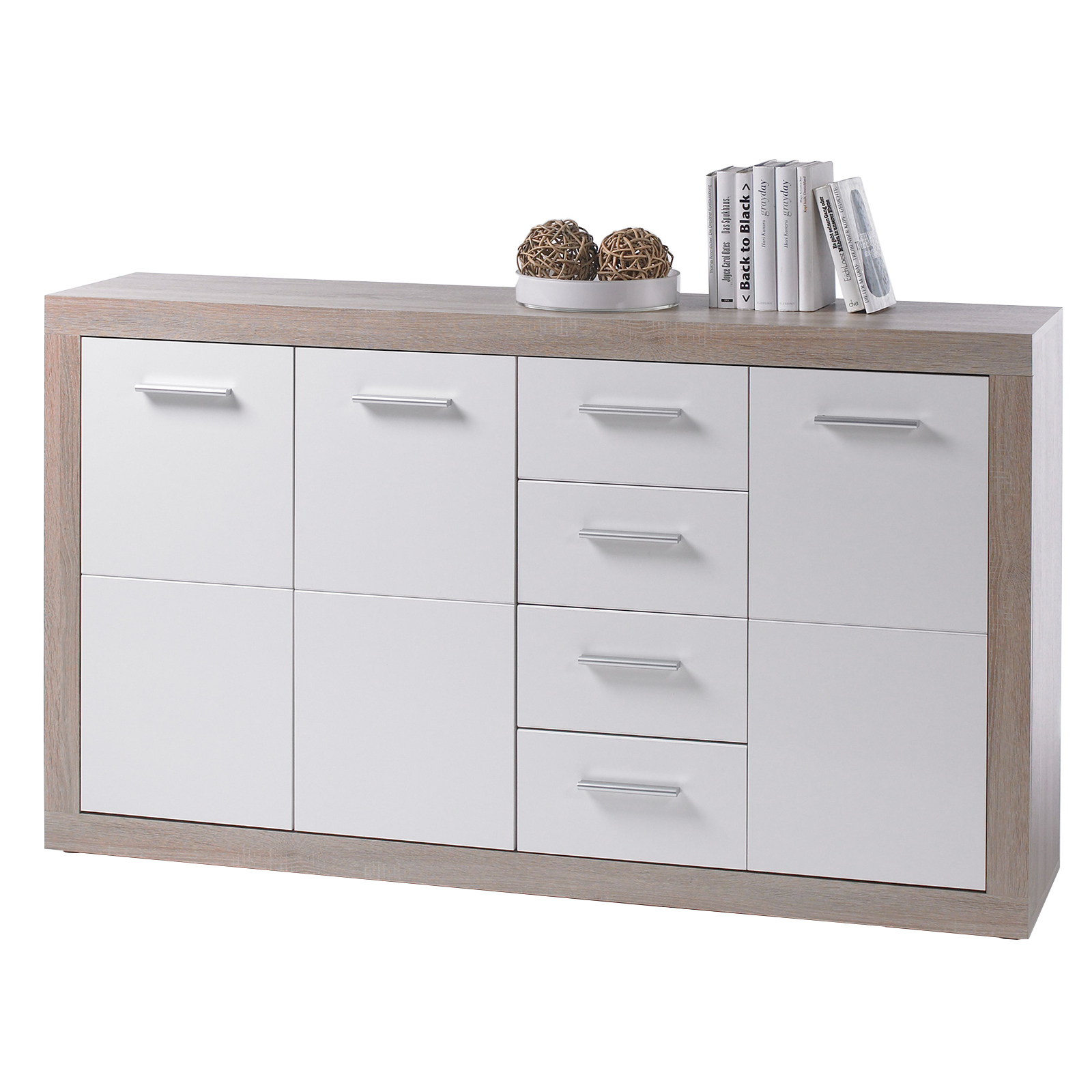 Sideboard - Sonoma Eiche - weiß - 152 cm