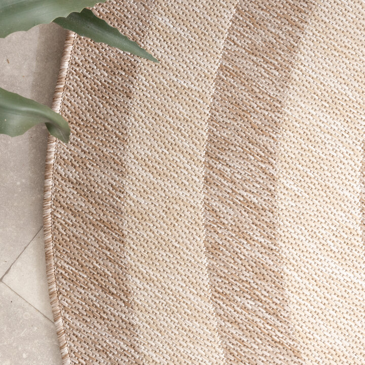Rond In- & Outdoor vloerkleed - Sierra Frame Beige/Creme
