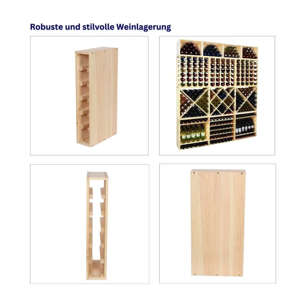 PROREGAL Modulair Wijnrek Vincellar Mod HxBxD 60 x 12 x 30 cm Smal Module Voor 6 Flessen Massief Dennenhout Natuurlijk