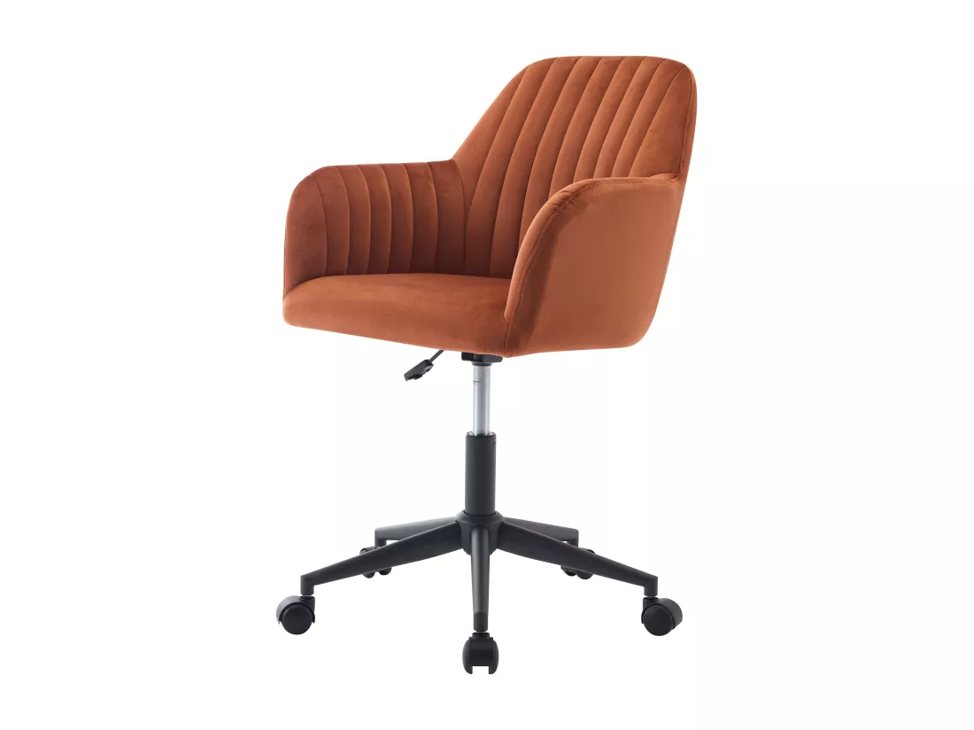 Chaise de bureau - Velours - Terracotta et noir - Hauteur réglable - ELEANA