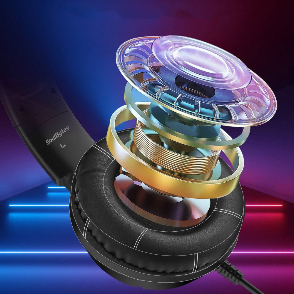 Gaming USB Kopfhörer Over-Ear LED Stereo Headset mit Mikrofon   3.5mm Klinken und RGB Beleuchtung - Schwarz