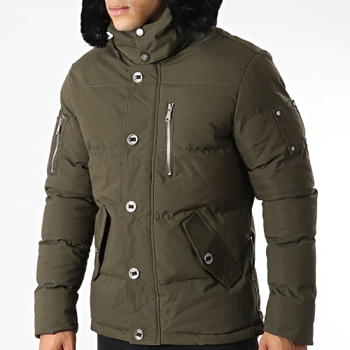 Parka Capuche Fourrure Vert Kaki