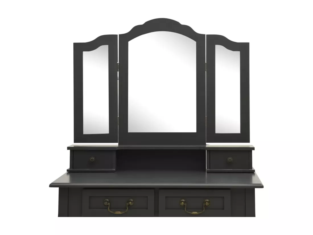 Ensemble de coiffeuse avec tabouret Gris 80x69x141 cm Paulownia