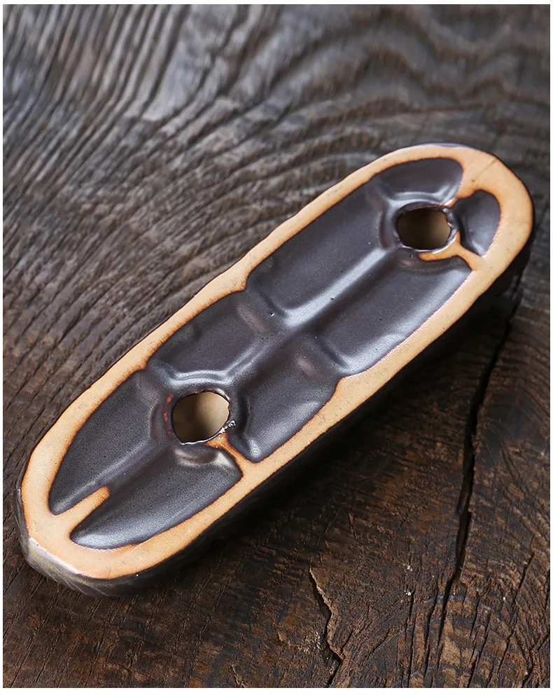 (19x6cm) Keramik Räucherstäbchen Halter Home Deko Wasserfall Räucherkegel Aschefänger - Braun
