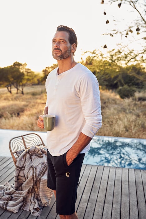 JP 1880 Henley, Basic, Shirt, Langarm, Knopfleiste, bis 8XL