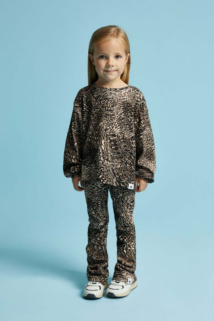 ALIX MINI bruine alix mini flared broek knitted feather animal flared pants