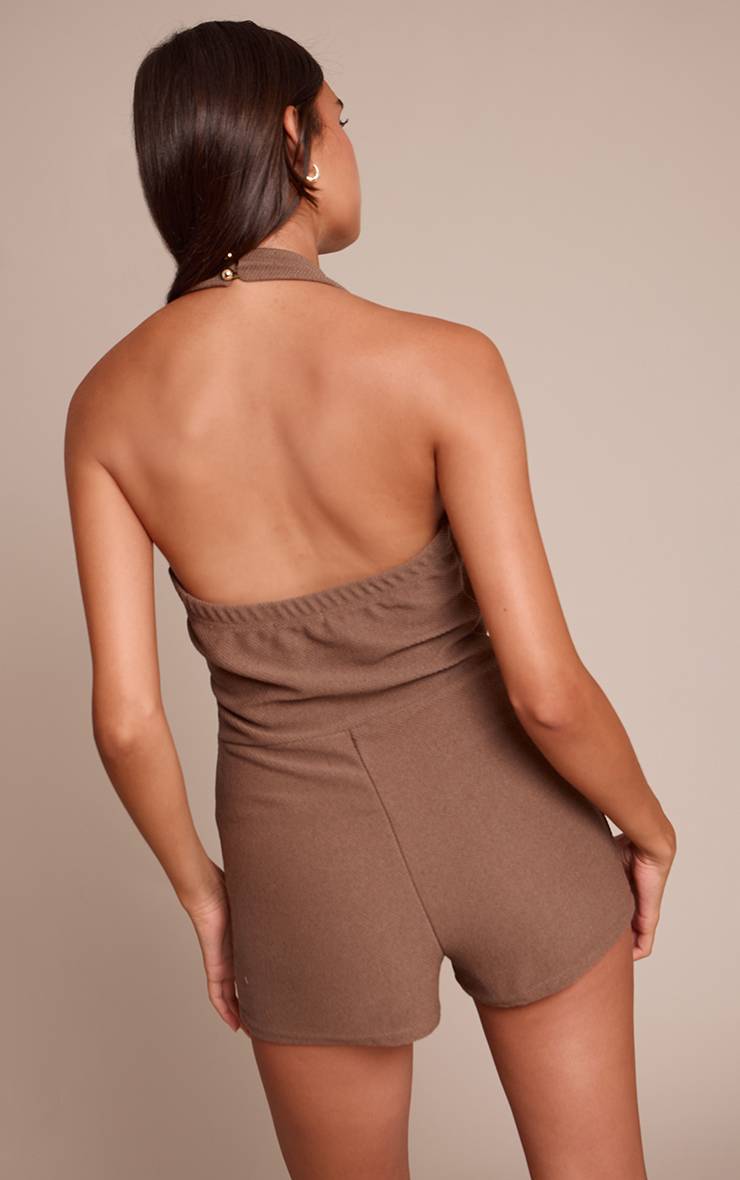 Kaki Combinaison-short À Détails Boutonnés