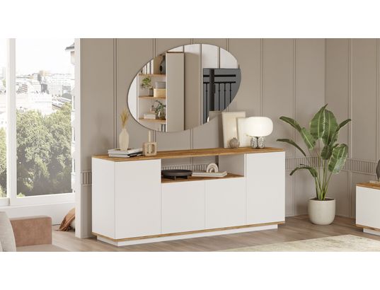 CONCEPT1 - Bahut Fr15aw pin atlantique blanc 180 x 44,5 x 75cm