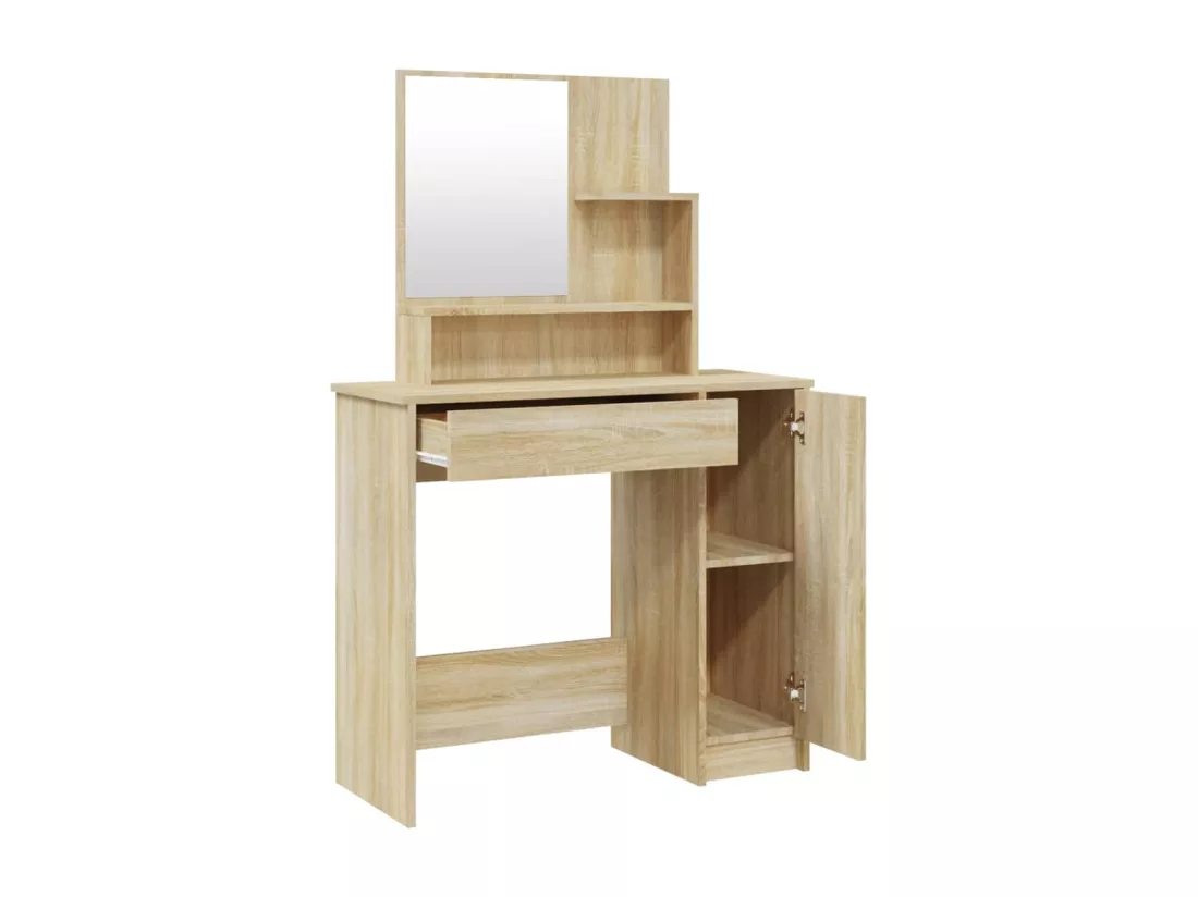 Coiffeuse avec miroir chêne sonoma 86,5x35x136 cm