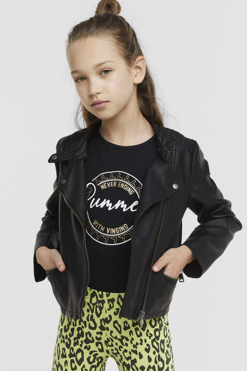 ONLY imitatieleren bikerjack KONFREYA zwart