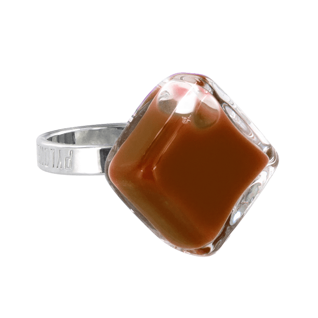 Bague en verre soufflé - Losange Nano Milk