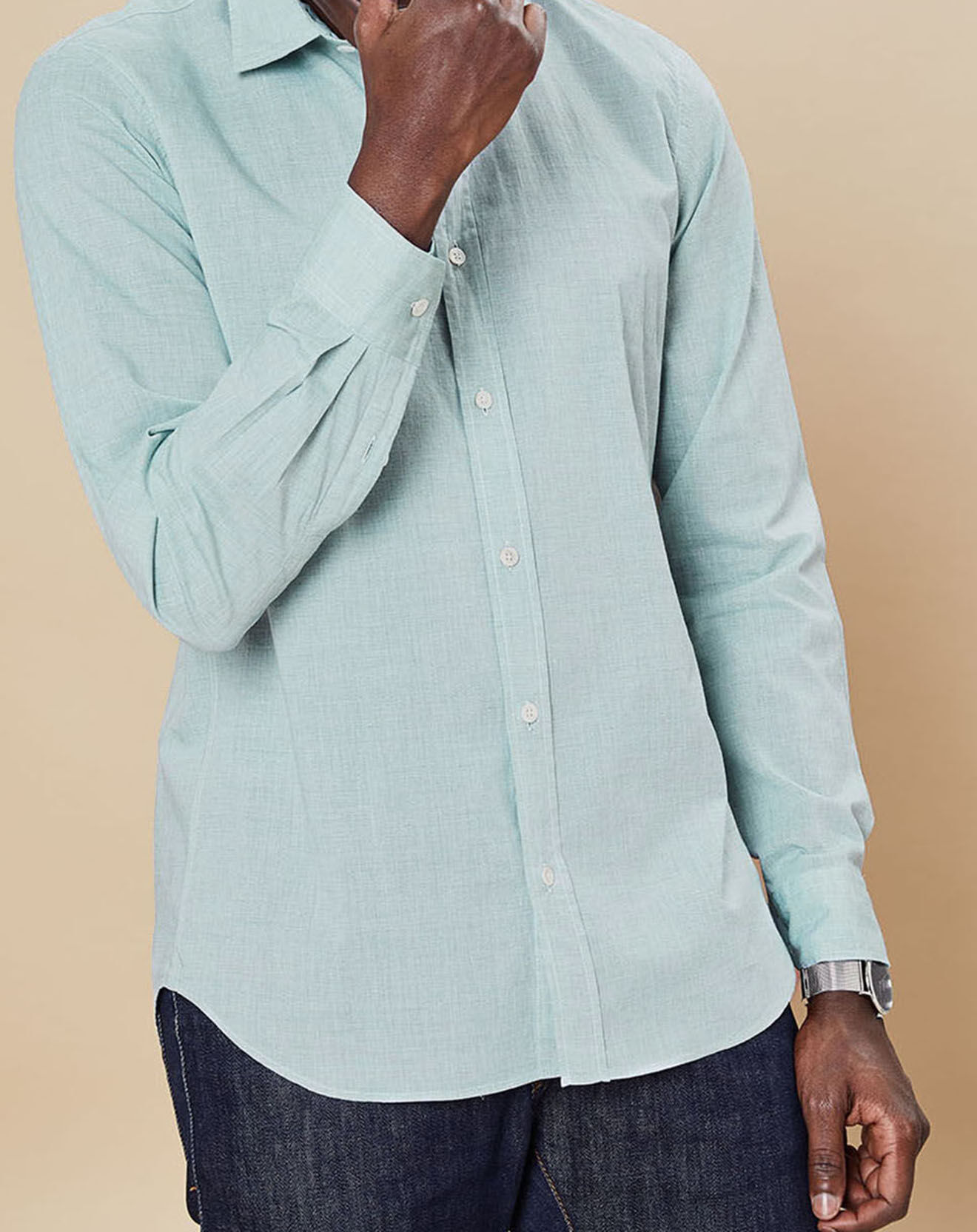 Hartford Chemise Slim Fit Sammy vert chiné