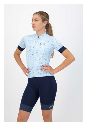 Maillot Manches Courtes Velo Rogelli Terrazzo - Femme - Bleu clair/Marine