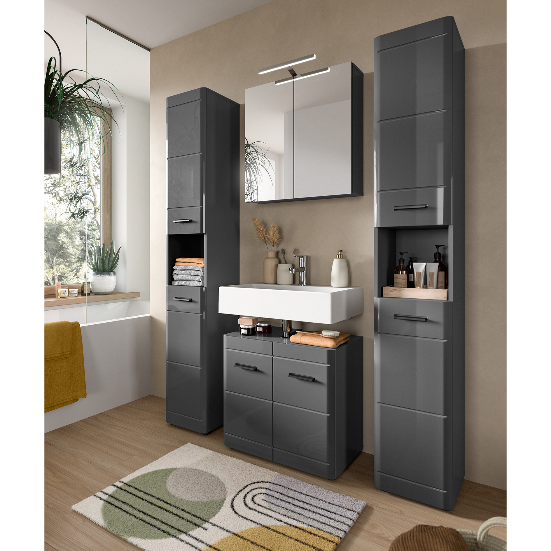 Spiegelschrank SOFT - grau - 60 cm