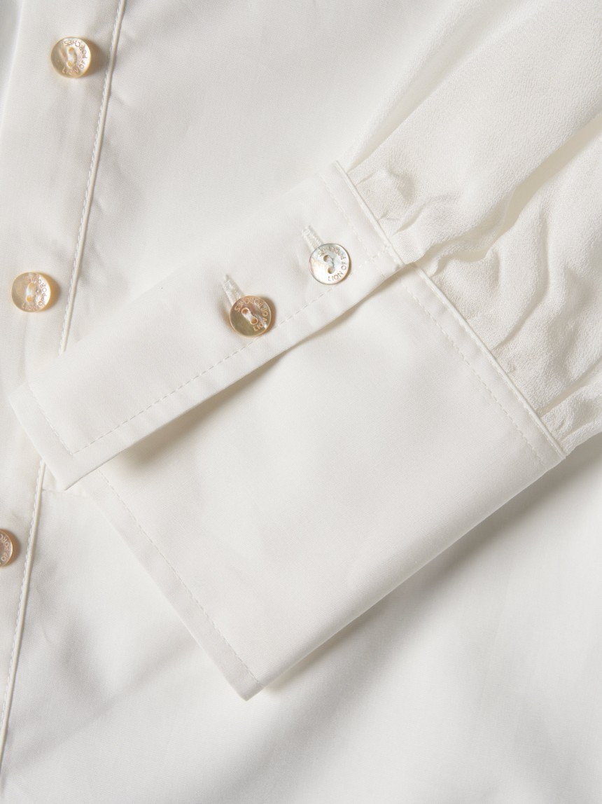 Camisa mangas transparentes em liocel e algodão