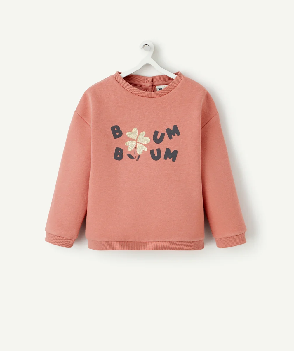 SWEAT BÉBÉ FILLE EN FIBRES RECYCLÉES ROSE ET MESSAGE