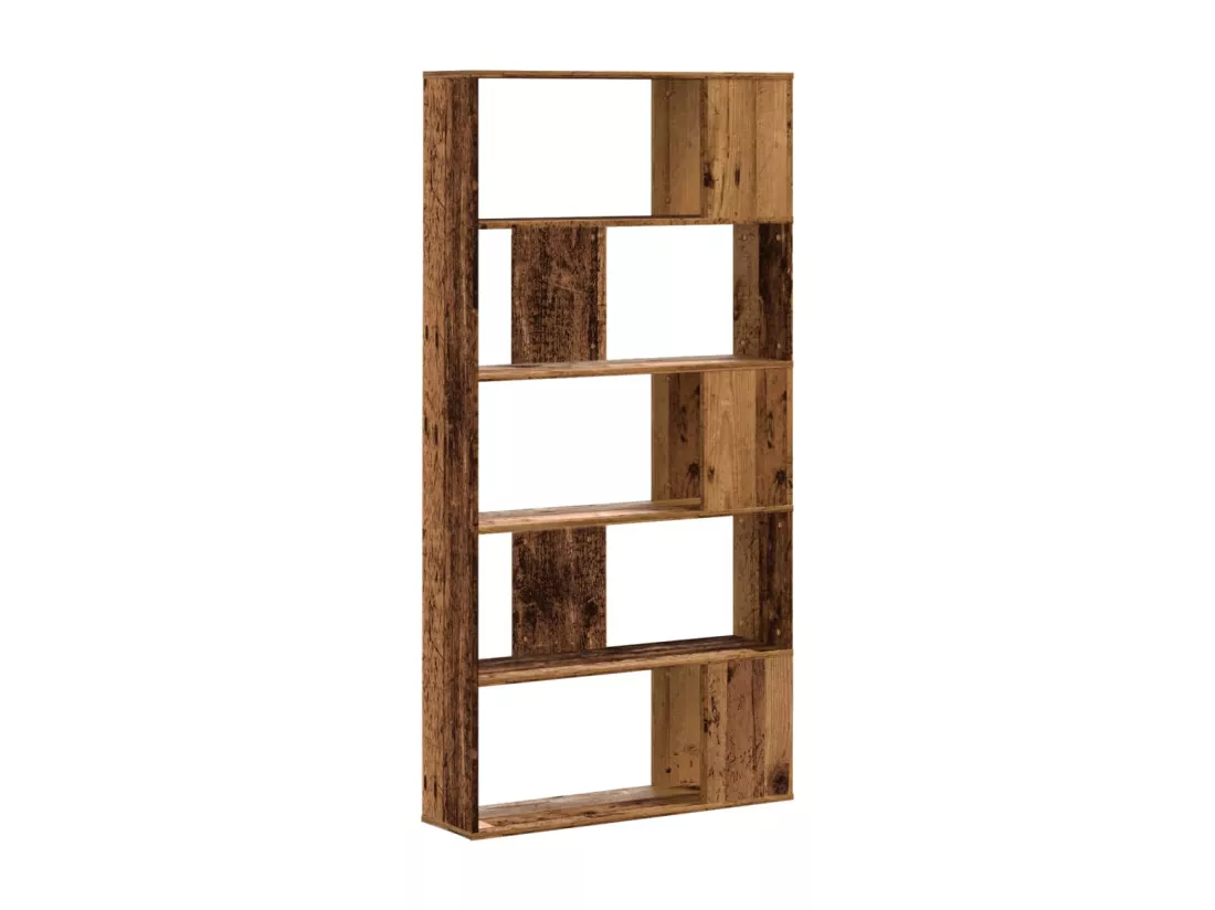 Bibliothèque 5 niveaux vieux bois bois d'ingénierie