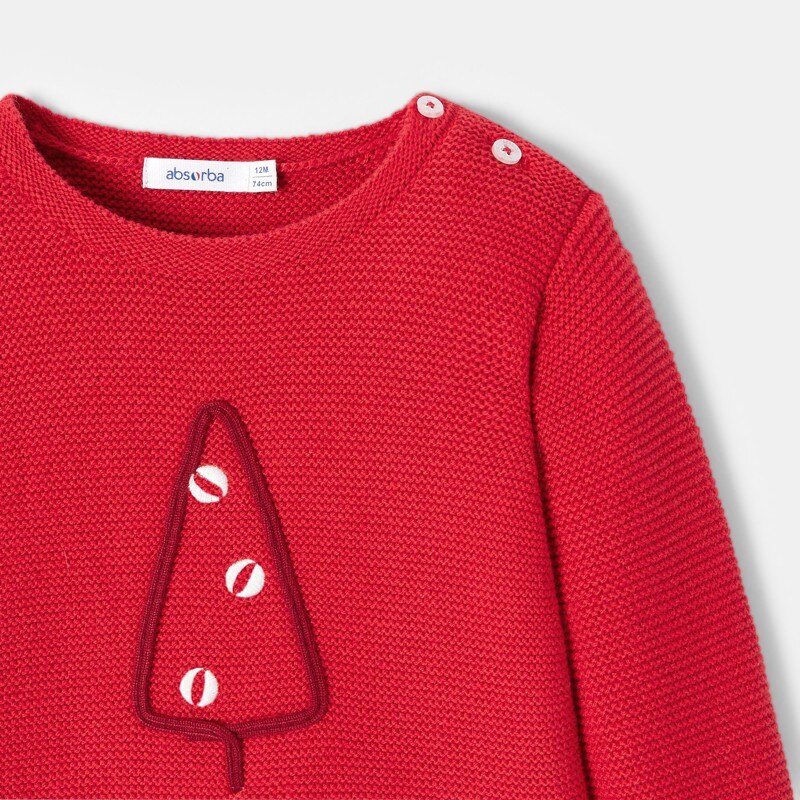 Pull de Noël en tricot rouge bébé garçon Absorba Rouge
