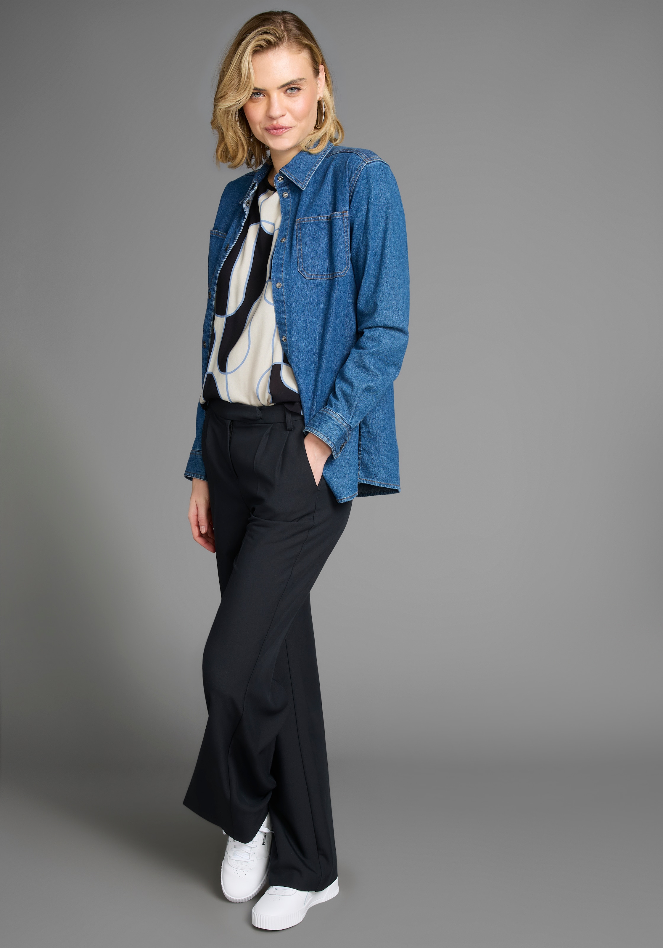 Laura Scott Shirtbluse , mit Grafik-Print im Materialmix
