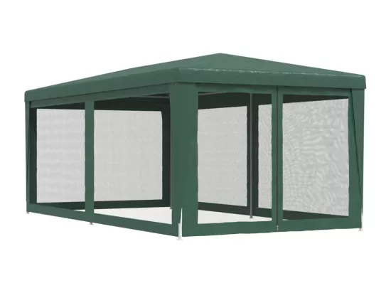 Tente de fête avec 4 parois latérales en maille Vert 3x6 m PEHD