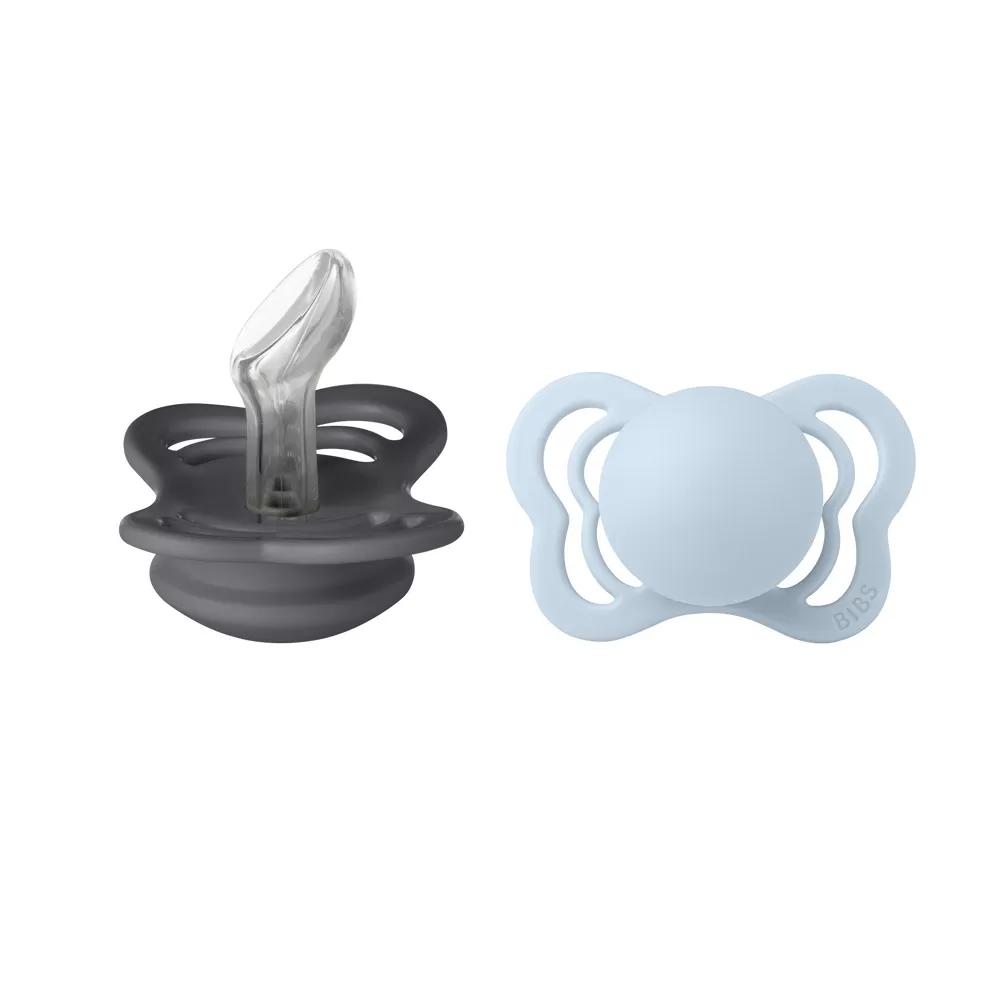 BIBS Couture Silicone Iron/Baby Blue 2 pak - Flere størrelser