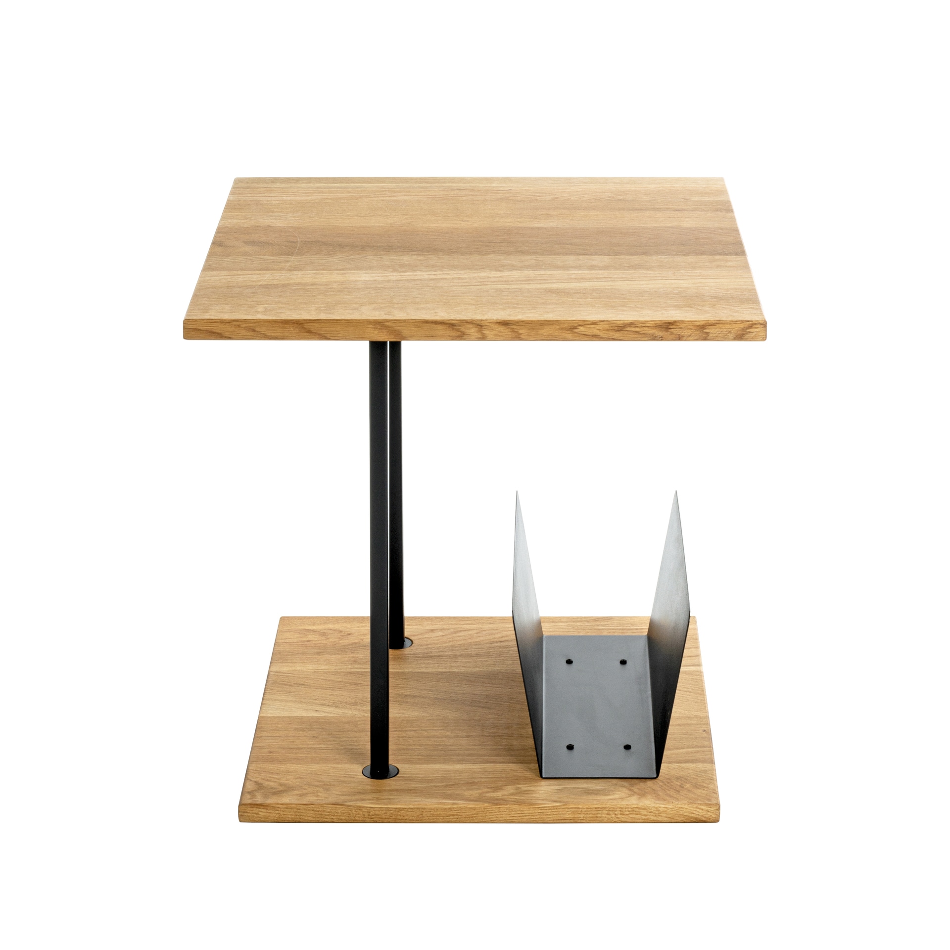 Beistelltisch 45 x 45 cm Eiche massiv braun/schwarz