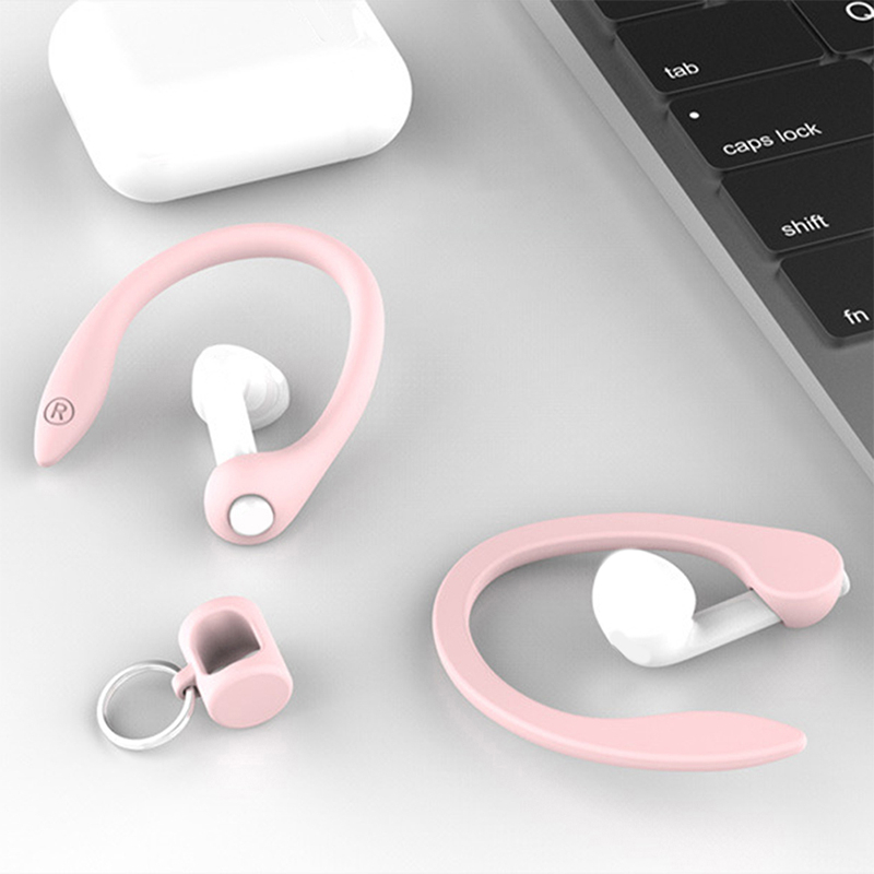 AirPods (1./2./.3. Gen.) / Huawei FreeBuds 3 Silikon Ohrbügel Halterung   Schlüsselring - Schwarz
