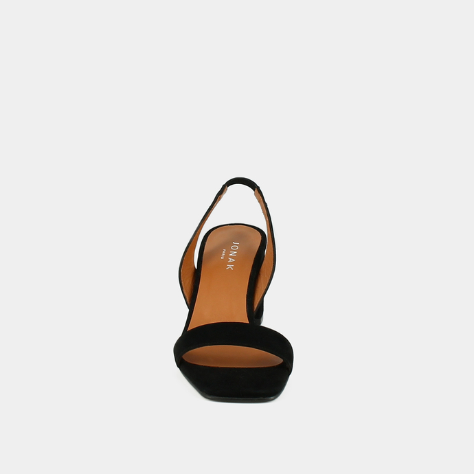 Sandales à talons et bouts carrés  en velours noir
