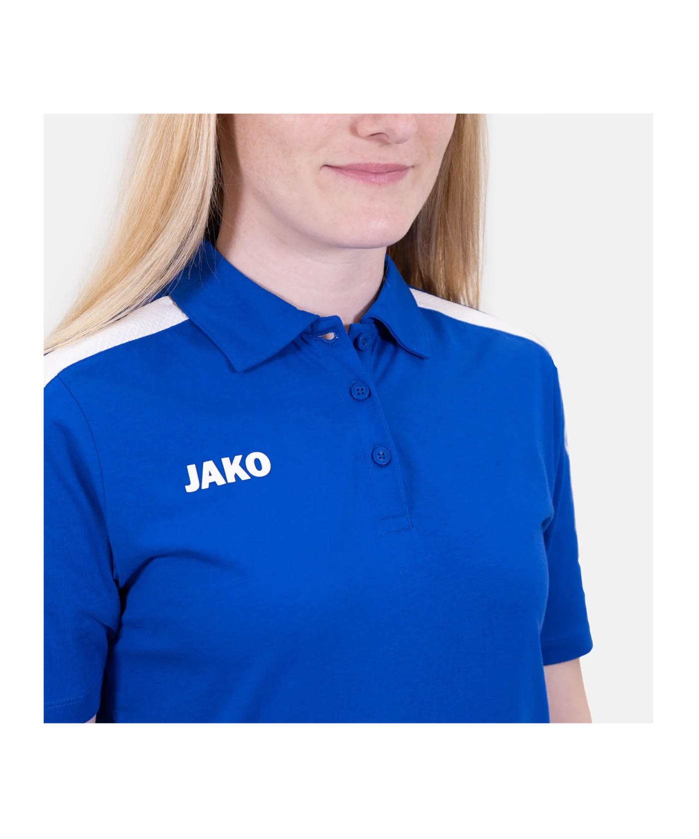 JAKO Power Poloshirt Damen Blau Weiss F400