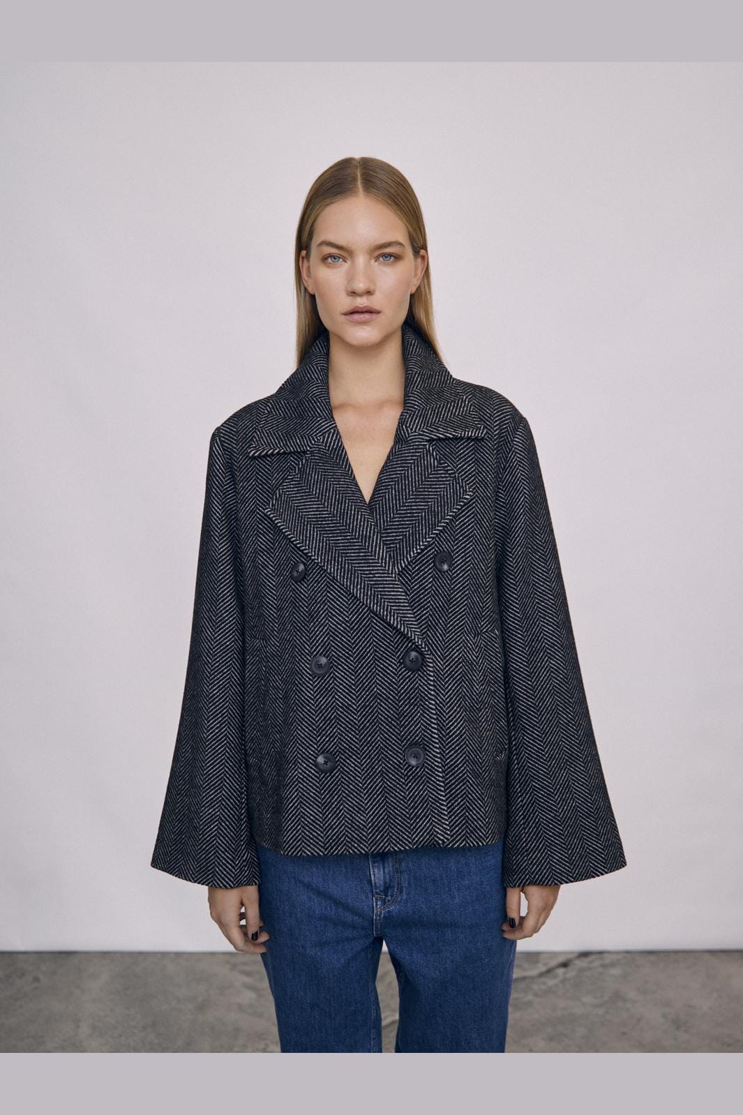 Object Objkeily Short Jacket 4535440 medium grey melange black herringbone