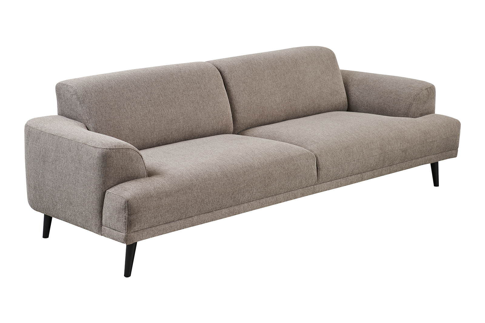 Nest 3-seter sofa I tekstil Brego 34 stone med mørk brune heltre ben.