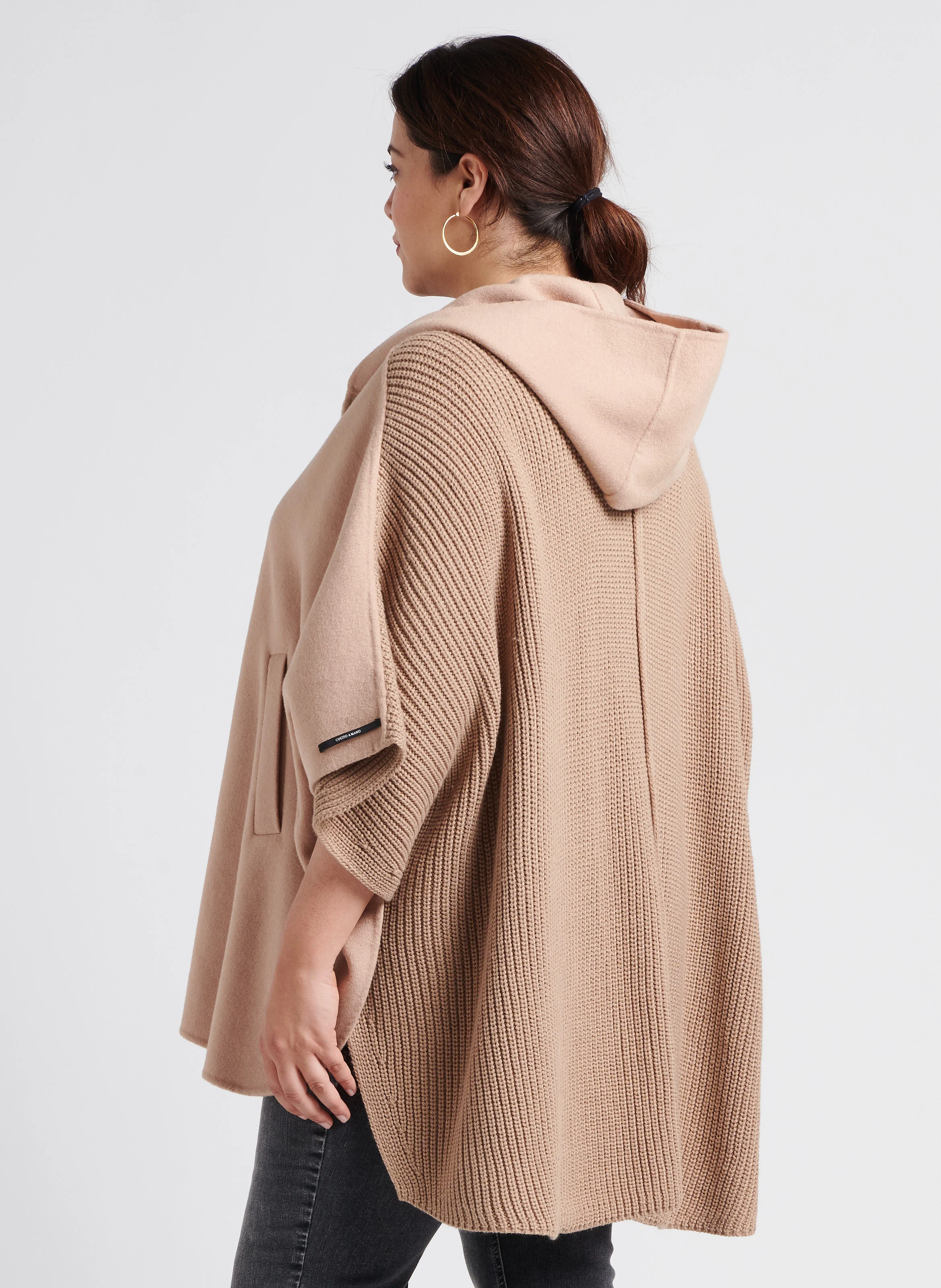 NARITA - Poncho ample en laine mélangée | Marron