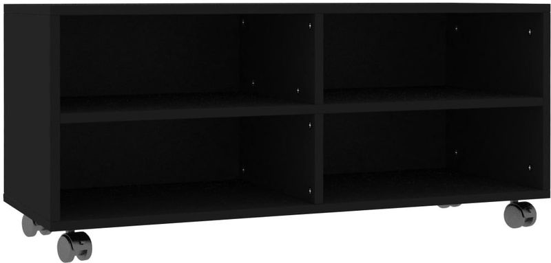 vidaXL - Tv-meubel - Zwart - Bewerkt Hout - Met Wieltjes