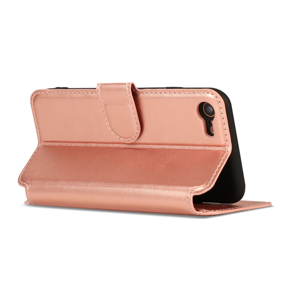 Apple iPhone SE (2022/2020) / 8 / 7 Leder Tasche Flip Cover mit Kartenfächer - Roségold