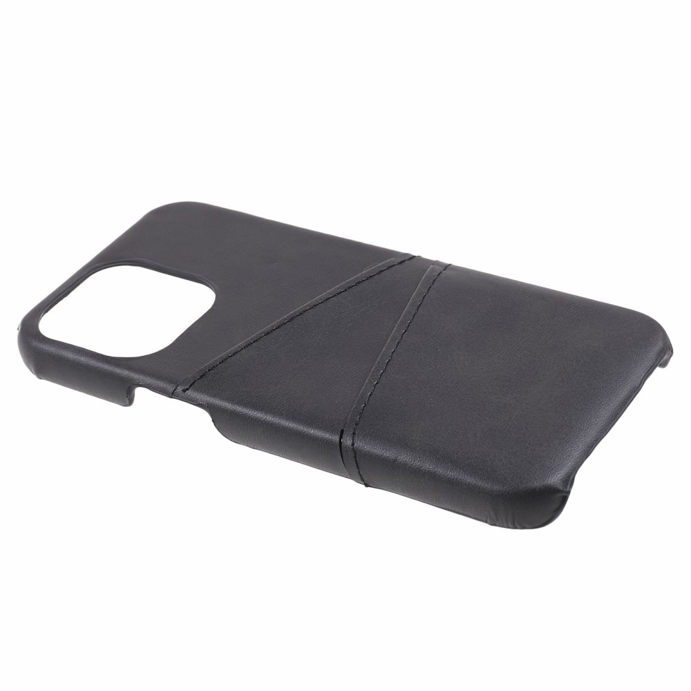 iPhone 15 Pro Leder Hülle Snap Case   Kartenfach - Schwarz