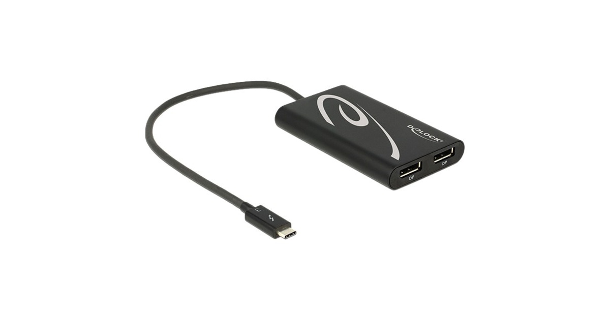 DeLOCKThunderbolt 3 > 2x DisplayPort adapter  (Zwart, 0,27 meter)