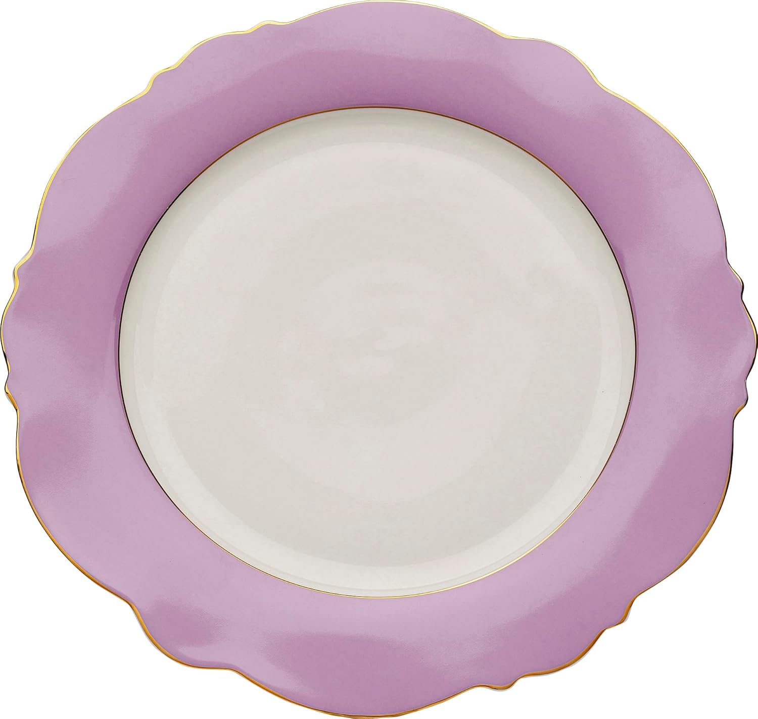 Kare Design Teller Harlequin, Geschirr-Set, 6-teilig, Lila, 27cm Durchmesser, Handgearbeitet, Essteller-Set aus Porzellan mit Goldrand