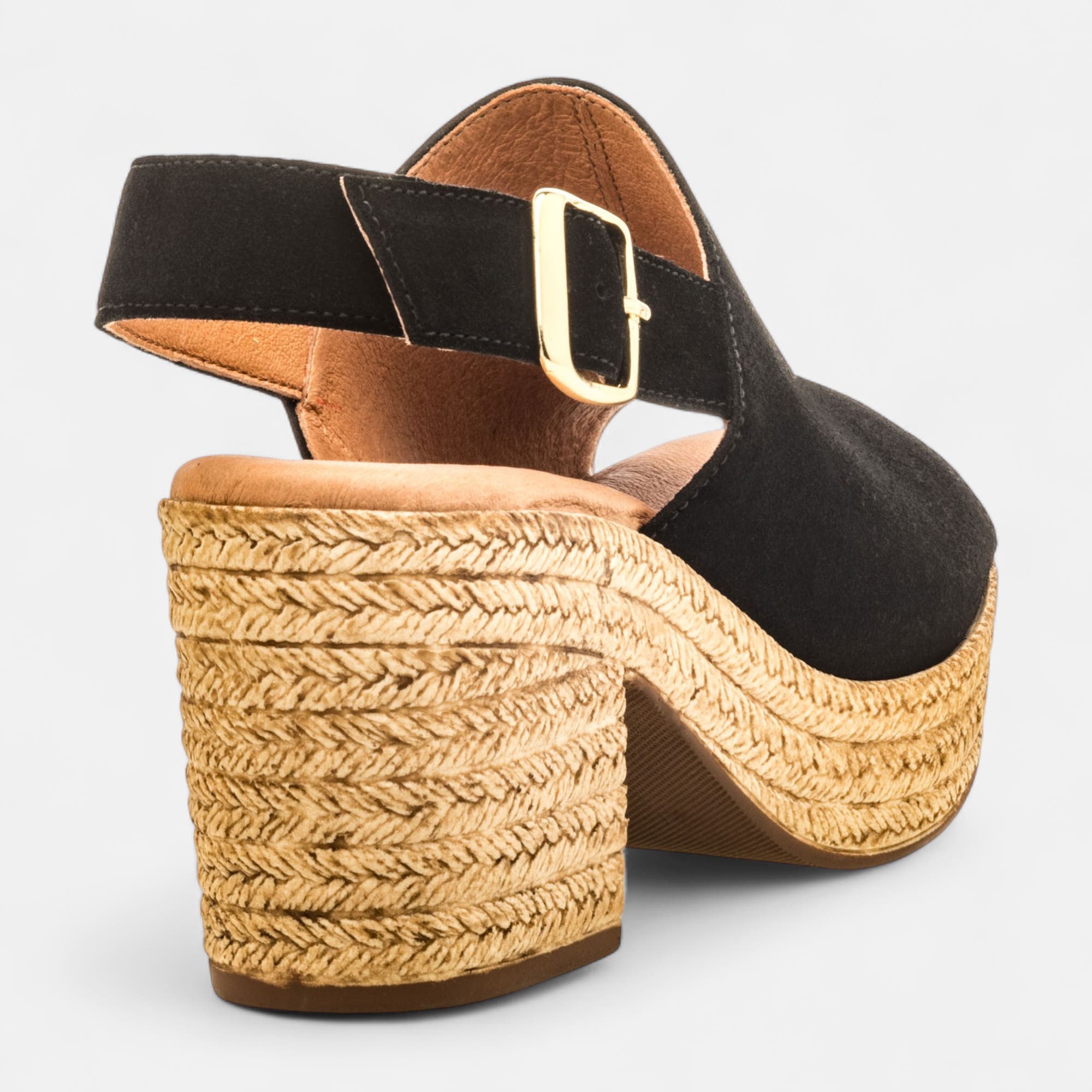 Sandales à talon Femme en cuir noir