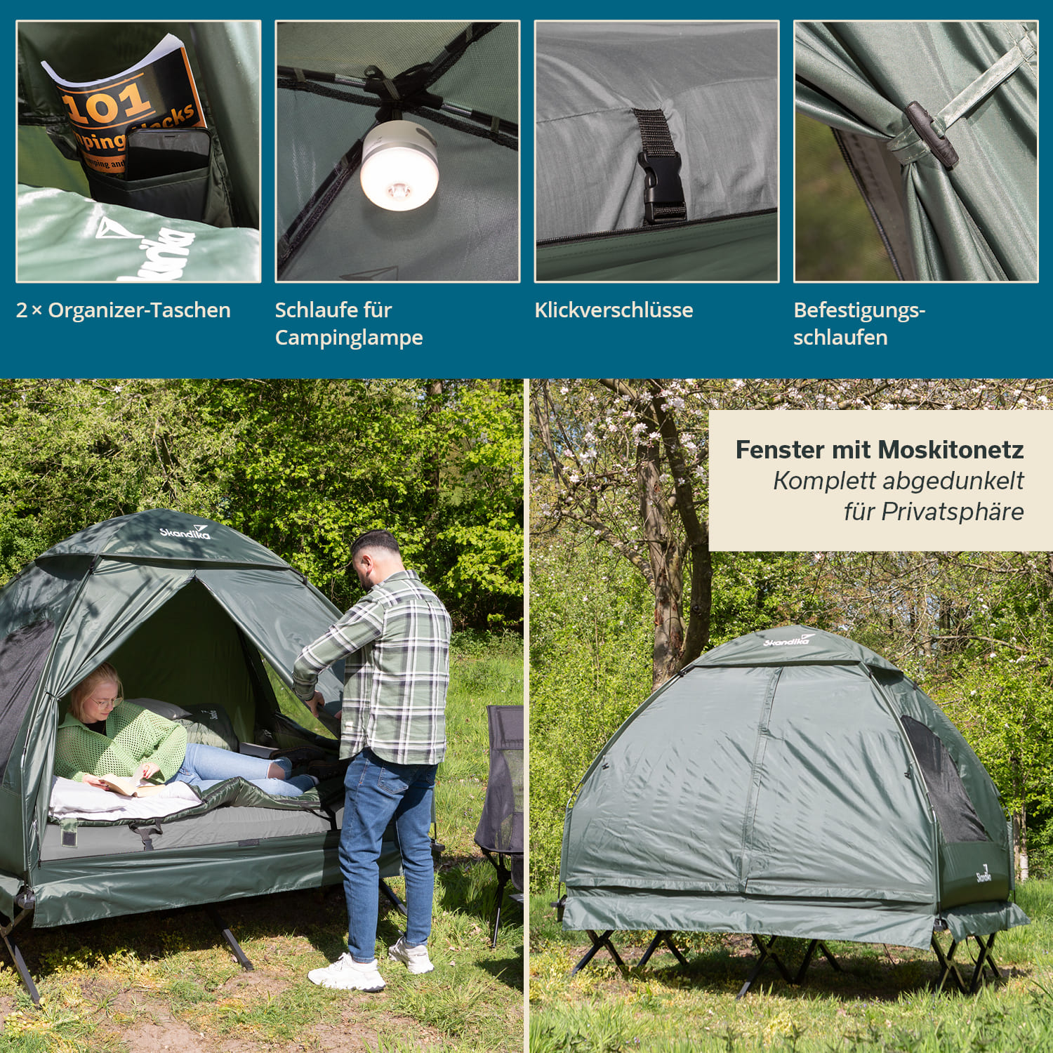 Skandika Haug tent bed groen