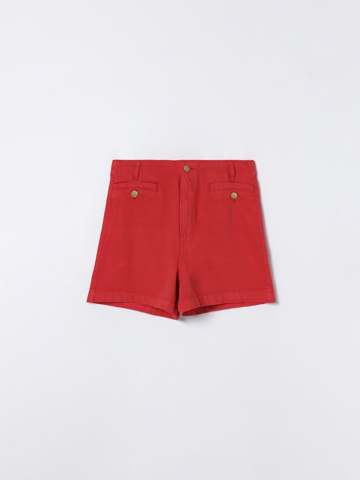 Calções de ganga - Vermelho