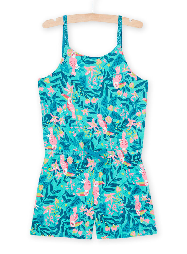 Combinaison turquoise clair à imprimé tropical
