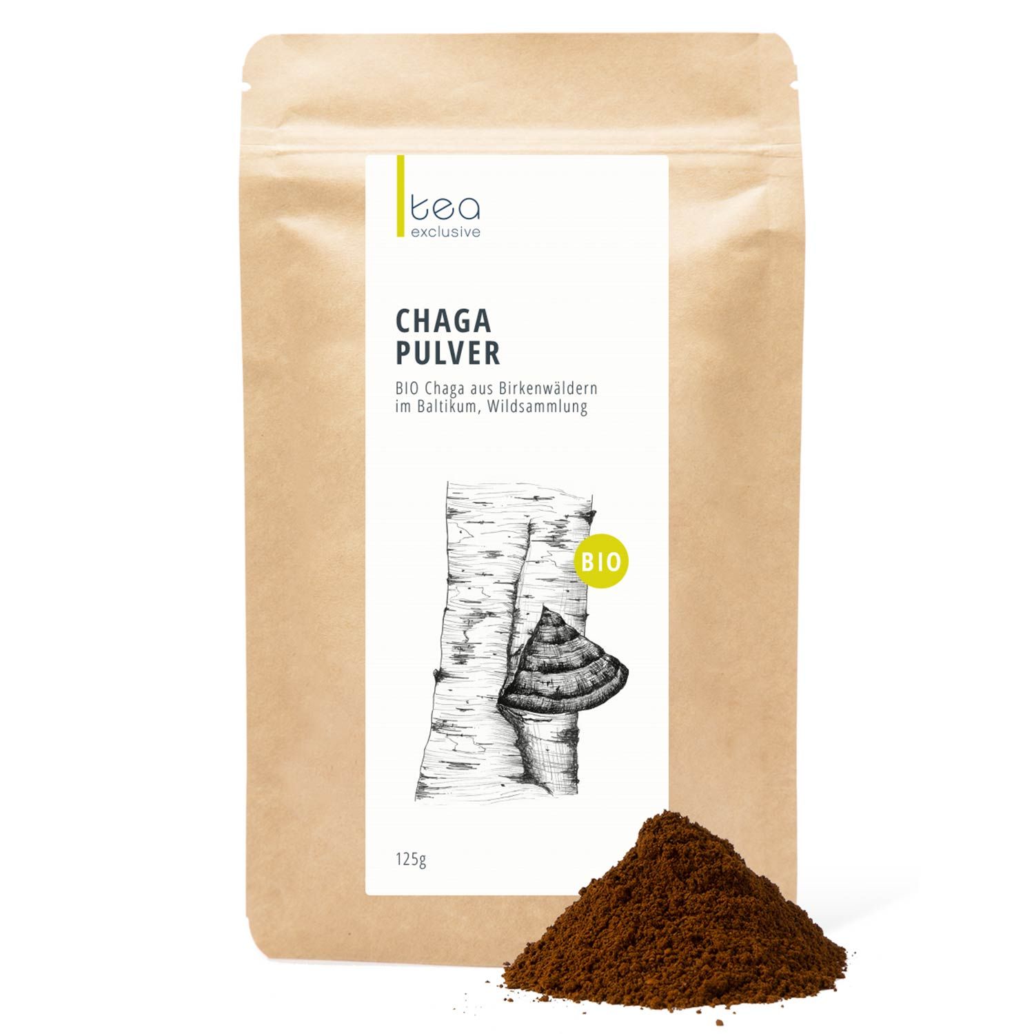 tea exclusive - Chaga Pilz Pulver bio wildsammlung