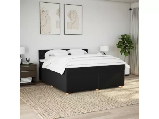 Sommier à lattes de lit avec matelas Noir 180x200 cm Tissu
