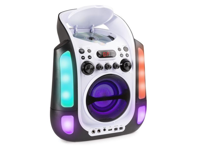 Fenton Lautsprecher Karaoke Maschine SBS30W Weiss Karaoke Set mit zwei Mikrofonen
