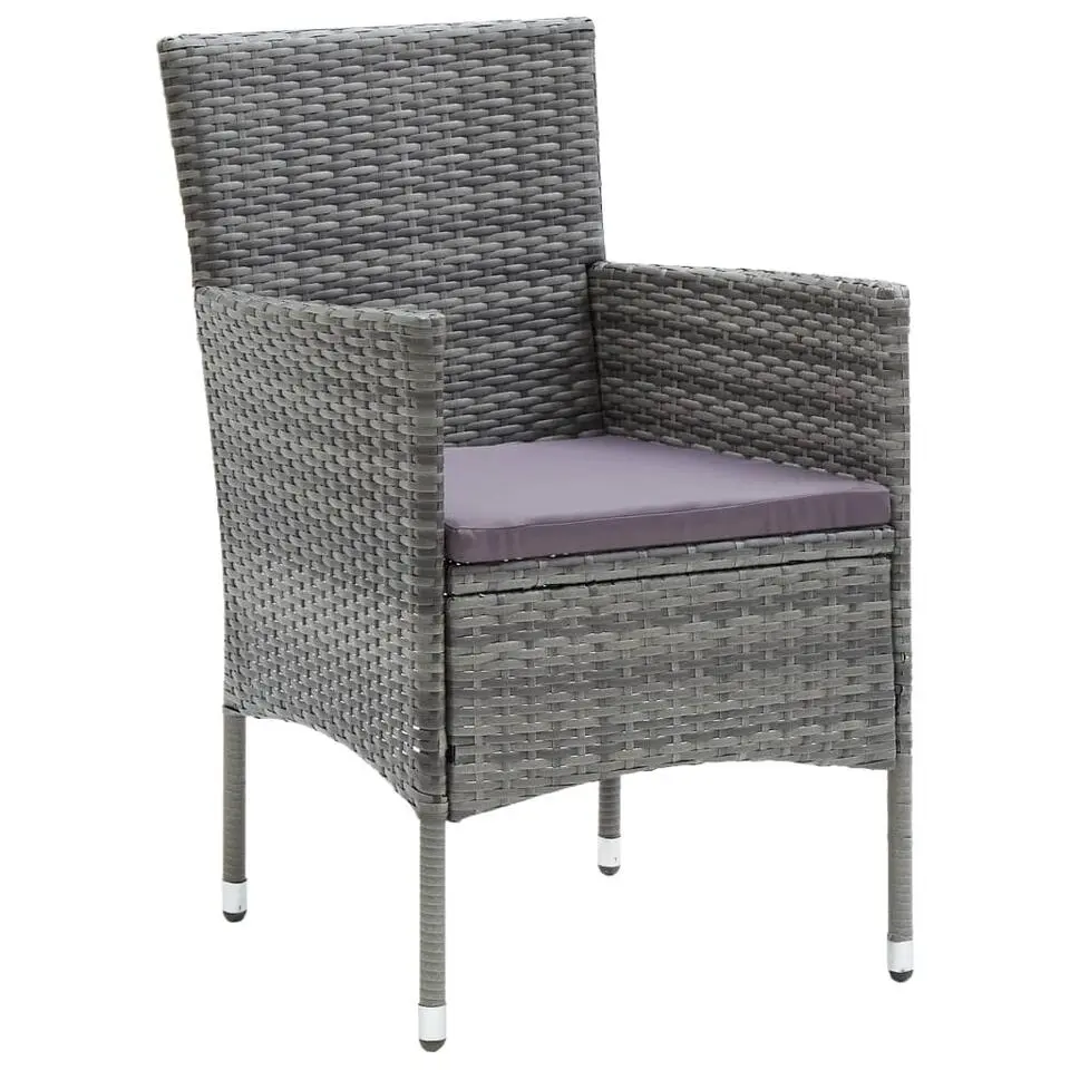 vidaXL - 5-delige Tuinset grijs - Poly rattan en glas - 80x80 cm