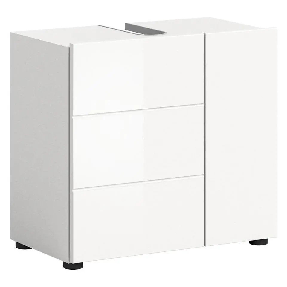 Hioshop Vira wastafel 2 deuren wit hoogglans- wit