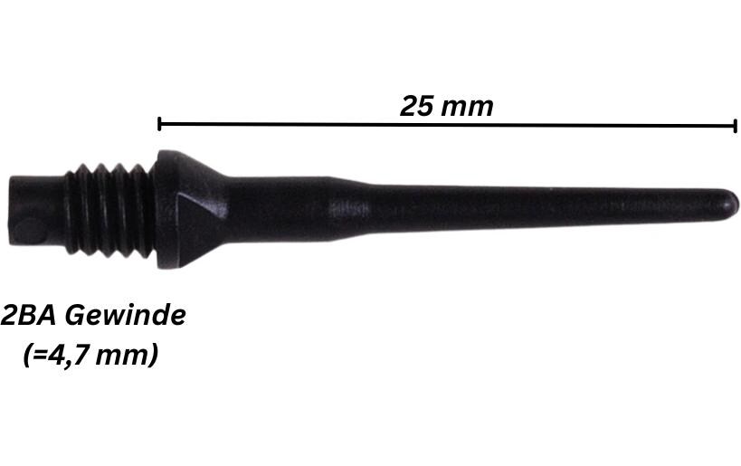 Softspitzen Keypoint 100 Stück – SchwarzSoftdart-Spitzen 2BA Gewinde (4.7 mm)