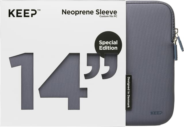 KEEP 14'' neopren/tekstil sleeve til bærbar computer (blå granit)