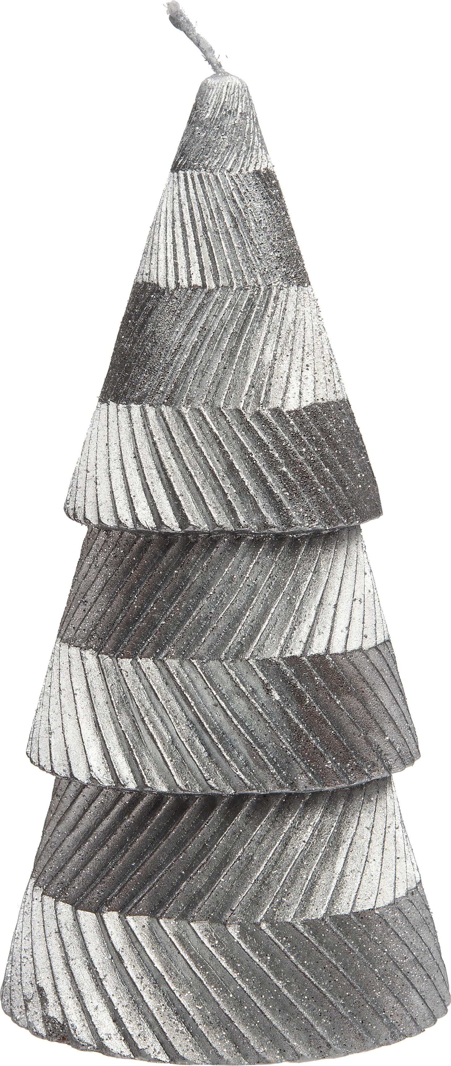 Intratuin kaars kegel met lijnen zilver D 6 H 14 cm