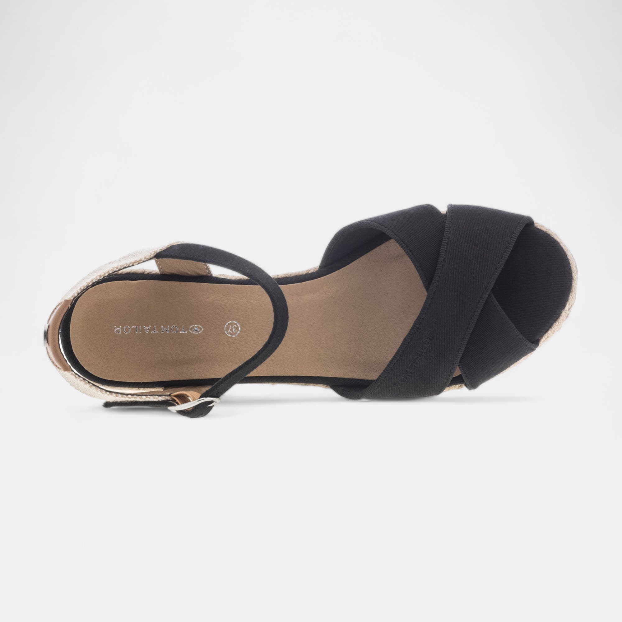 Espadrilles à talon compensé Femme noir